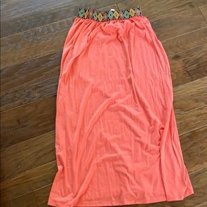 Boho Coral Skirt with Trim